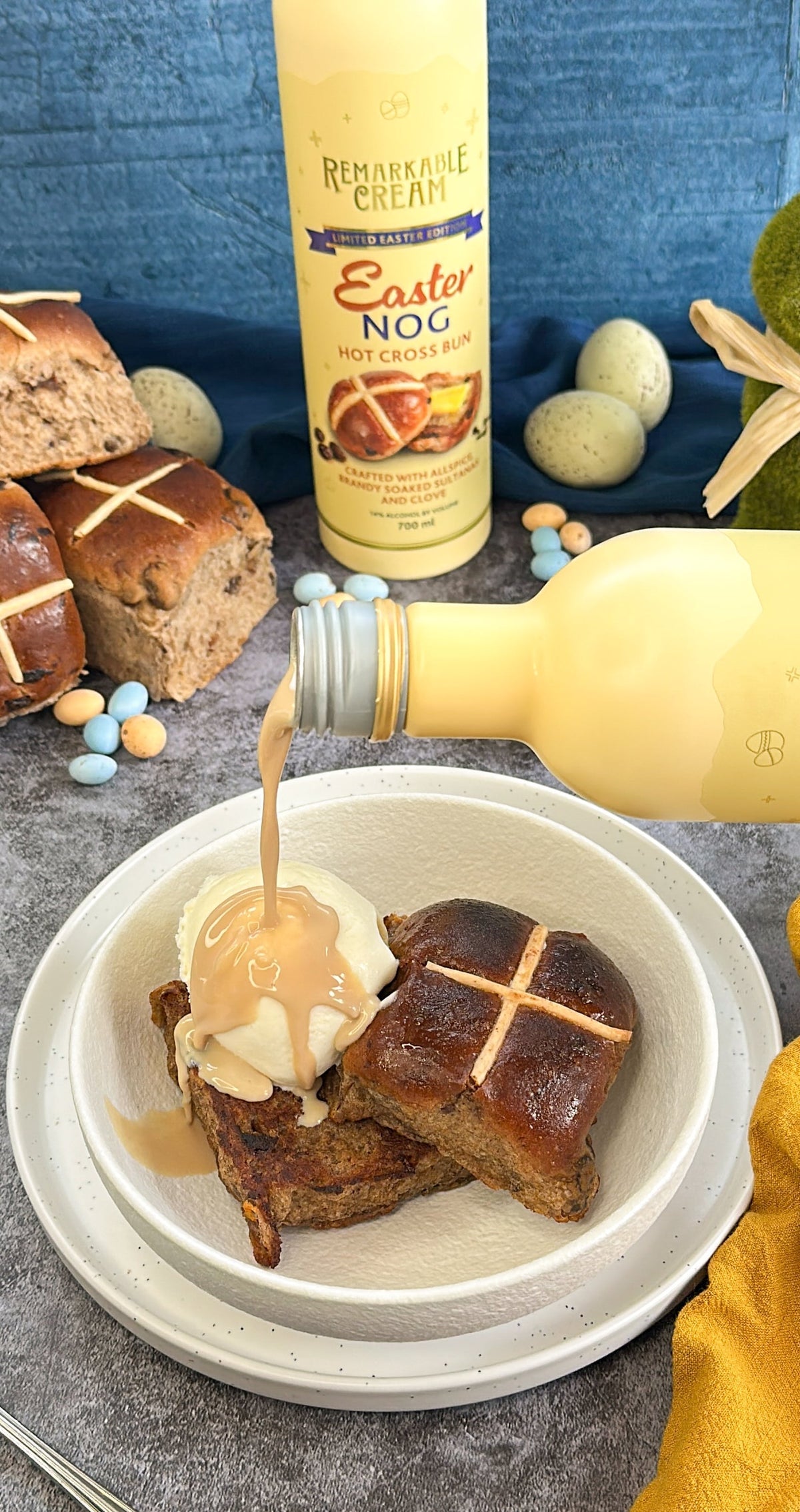 Easter Nog Hot Cross Bun French Toast