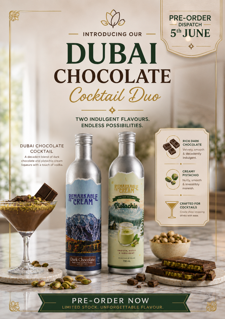 Remarkable Cream Dubai Chocolate Cocktail Duo - Pistachio Cream Liquor + Dark Chocolate Cream Liquor