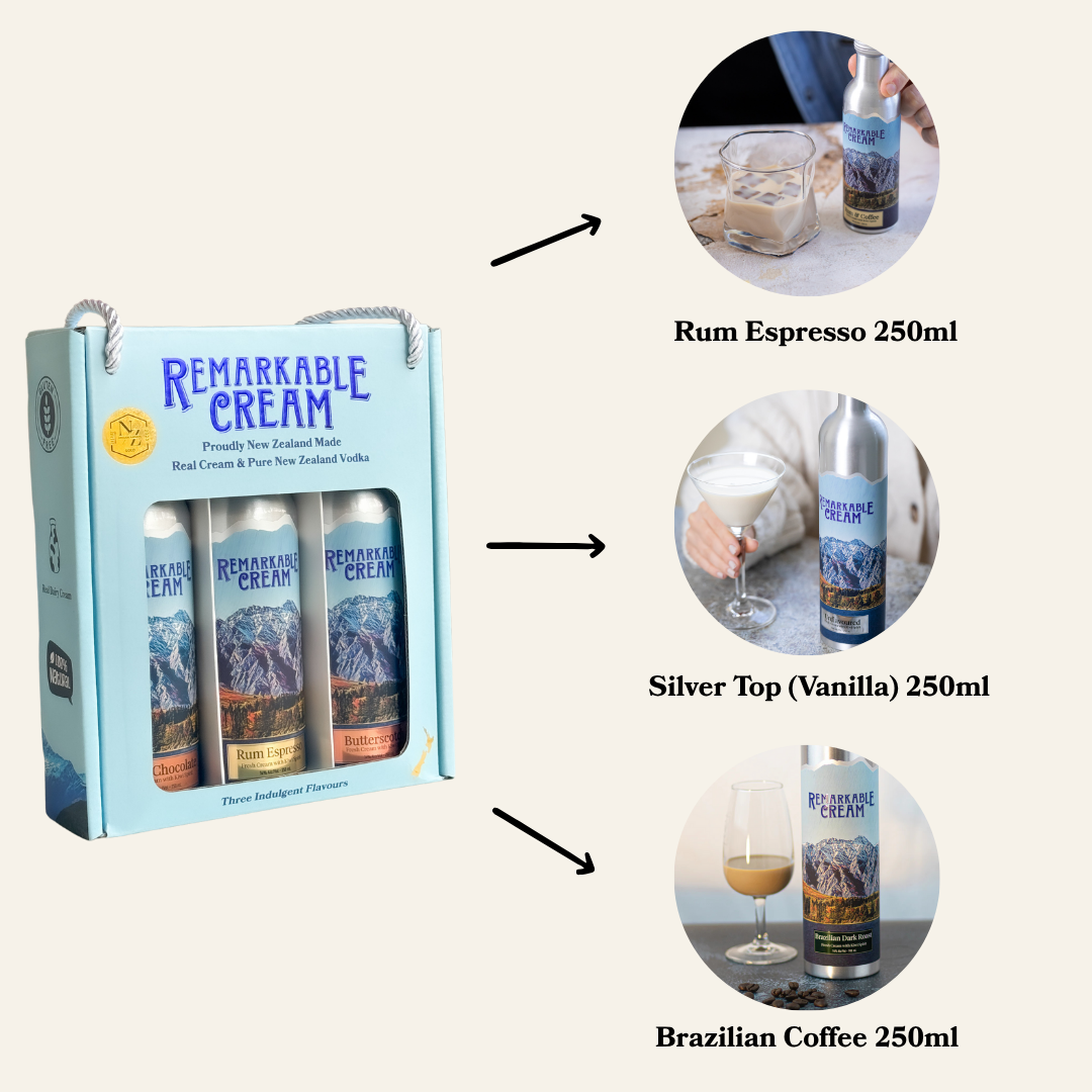Remarkable Cream Discovery Pack 250ml x 3 (Rum Espresso, Silver Top, Brazilian Coffee)