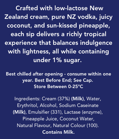 Keto Pina Colada Cream Liqueur (Lactose Free) - Dispatch 25th November