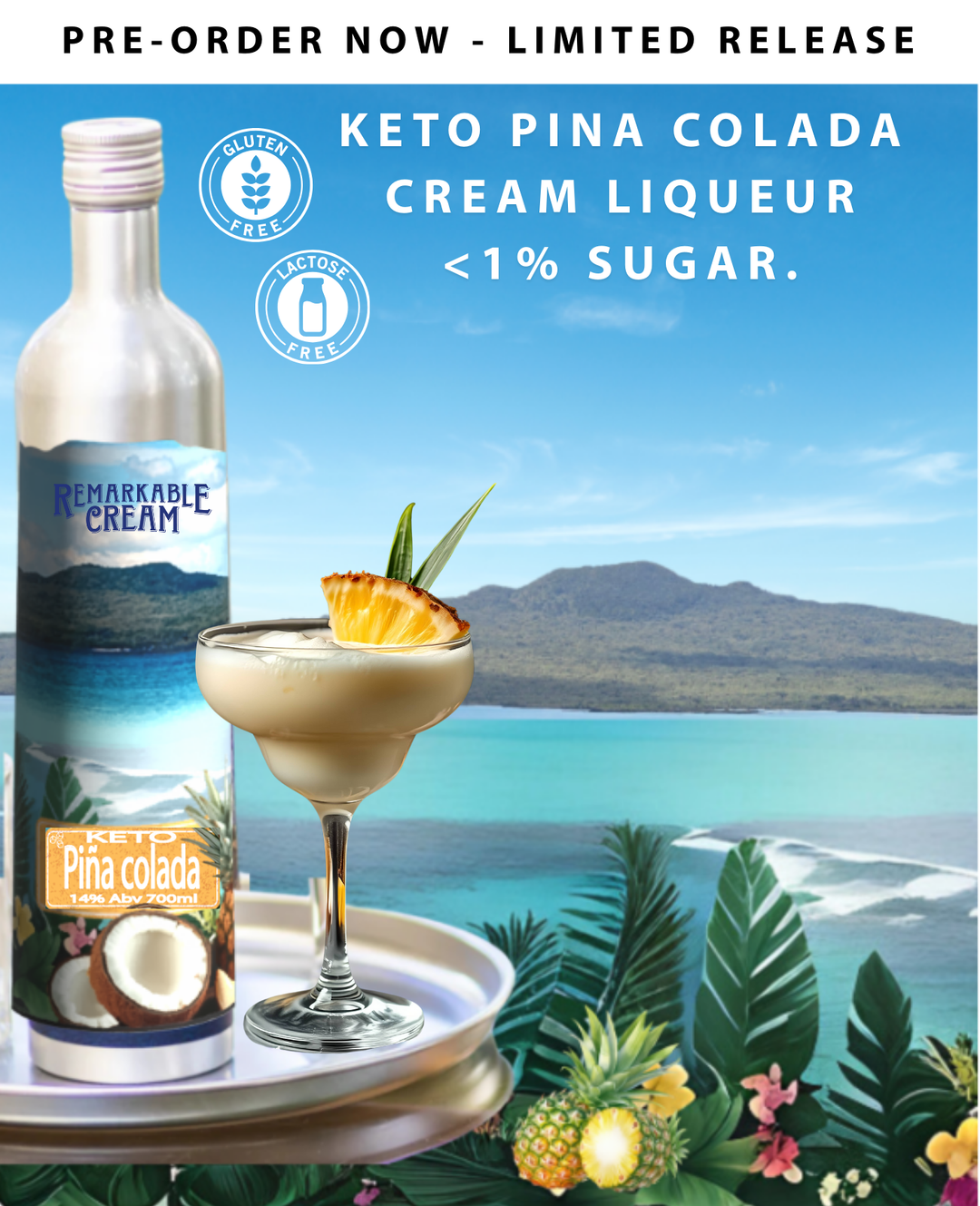 Keto Pina Colada Cream Liqueur (Lactose Free) - Dispatch 25th November