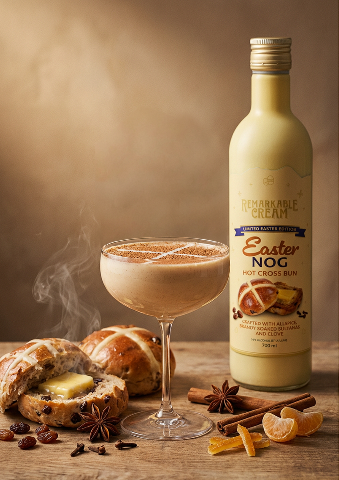 Easter Nog Hot Cross Bun